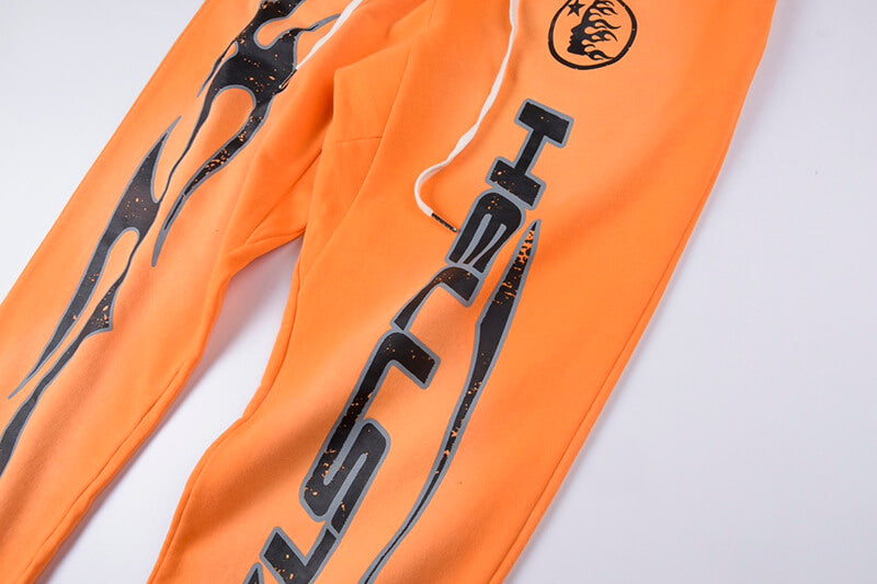 Hellstar Fire Orange Closed Elastic Bottom Sweatpants