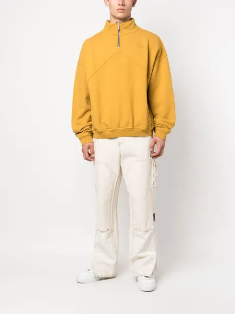 RHUDE logo-emboridered quarter-zip sweatshirt
