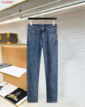 Men's Classic Straight‑Leg Denim Jeans Vintage Washed Casual Blue Pants