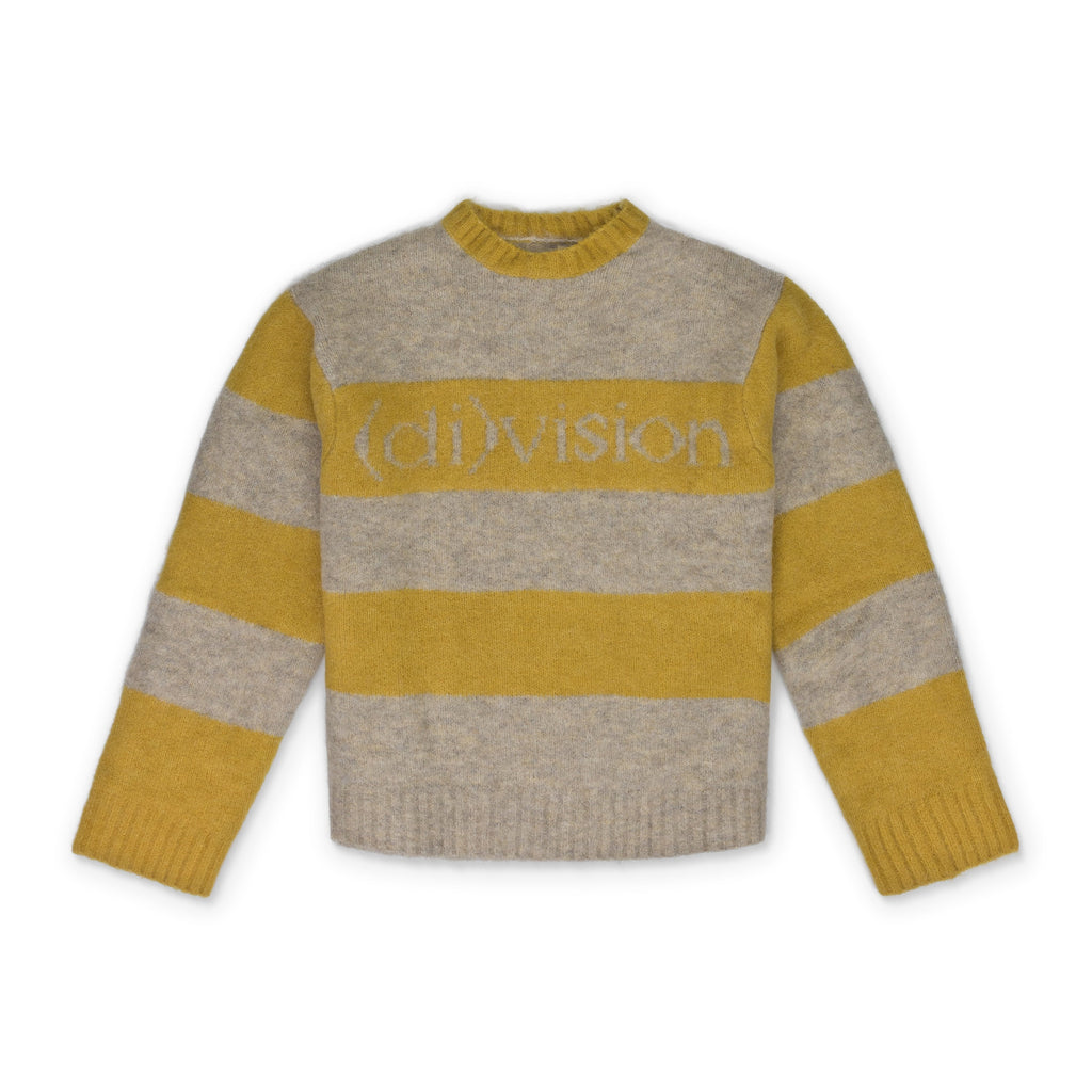 Yellow / Gray Striped Logo Knit Sweater