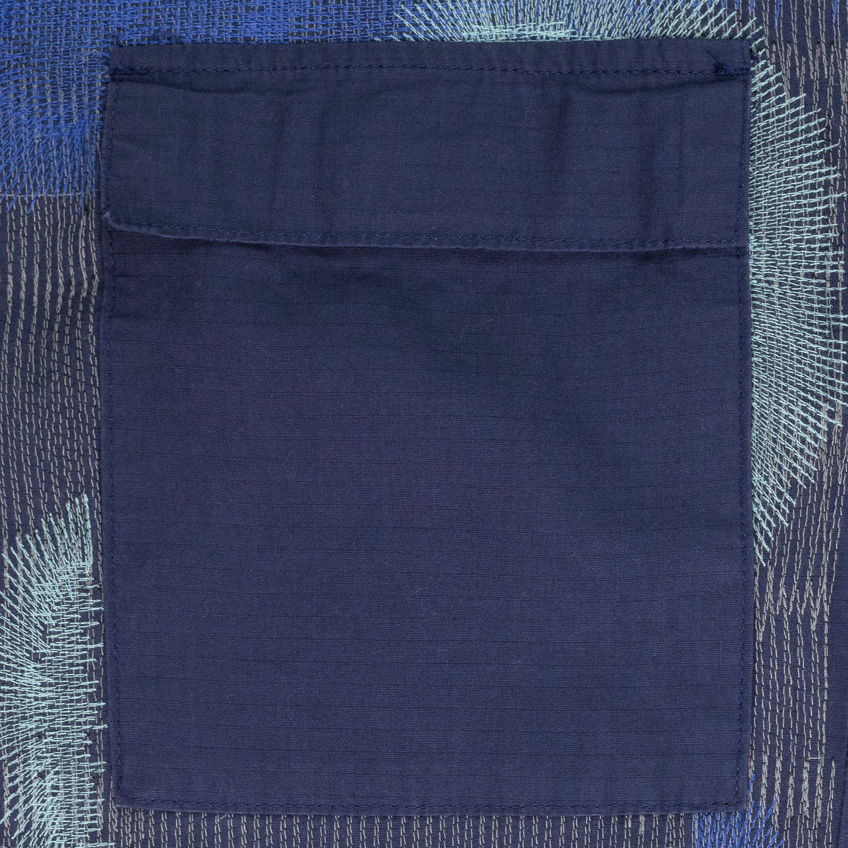 INDIGO CAMOUFLAGE EMBROIDERY PANTS