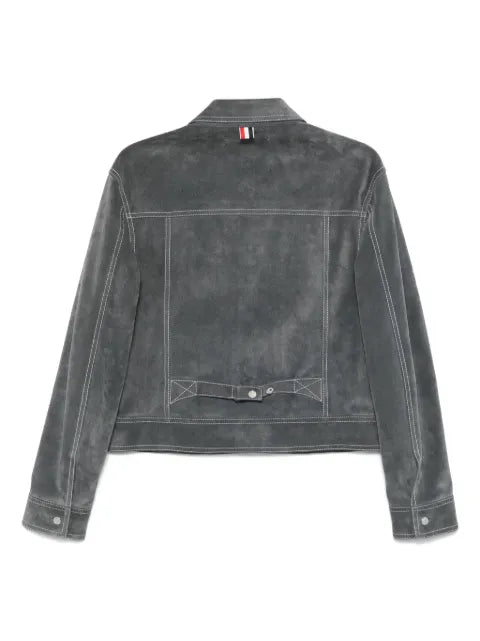 Thom Browne contrast-stitch suede jacket
