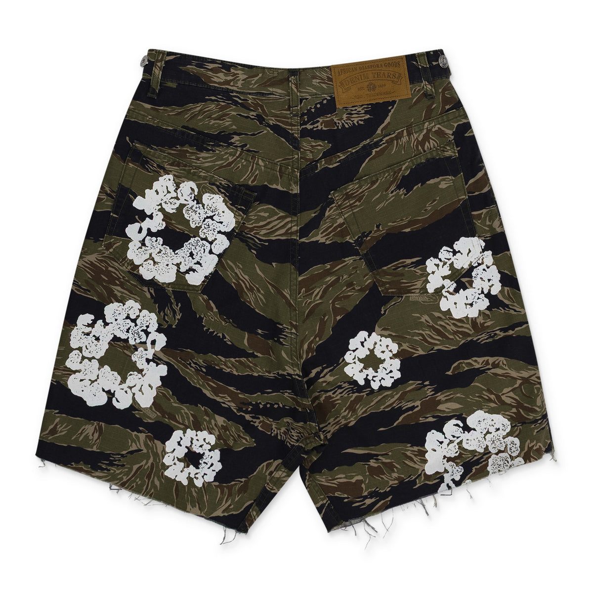 Multicolor Tiger Camo Cotton Wreath Shorts