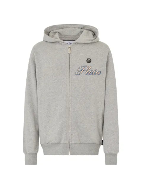 Philipp Plein logo-embroidered zip-up hoodie