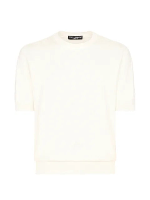 Dolce & Gabbana silk jacquard round-neck sweater with DG logo