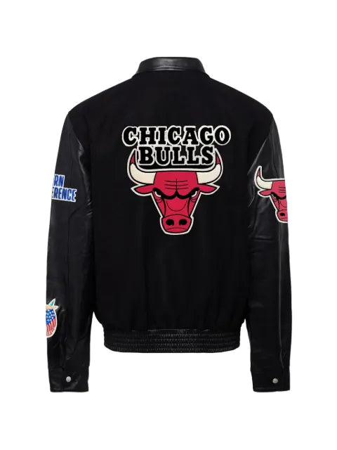 Jeff Hamilton Chicago Bulls leather-sleeve bomber jacket