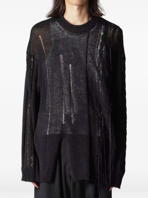 Yohji Yamamoto distressed crew-neck sweater