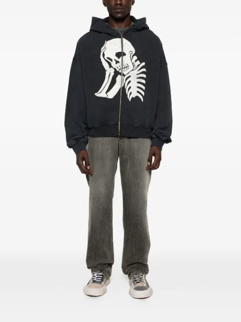 Palm Angels skeleton-print zip-up hoodie