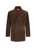 Brunello Cucinelli suede pea coat