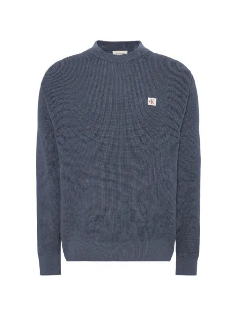 Calvin Klein logo-patch waffle-knit sweater