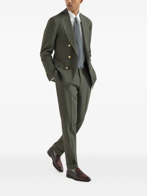 Brunello Cucinelli virgin wool canvas one-and-a-half breasted deconstructed blazer with metal buttons