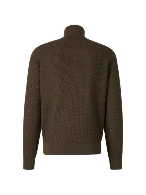 Brioni Trama weave zip-through cardigan