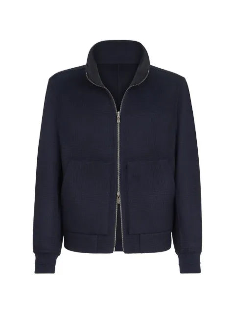 Brunello Cucinelli reversible bomber jacket in cashmere Prince of Wales flannel