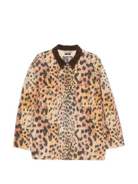 R13 leopard-print corduroy-collar jacket