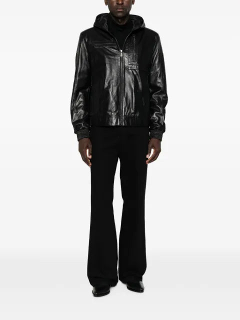 SERGIO MORETTI FIRENZE hooded leather jacket