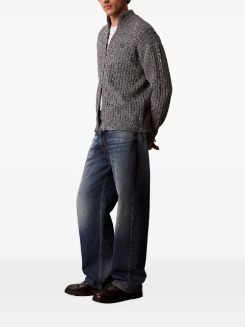 Calvin Klein ribbed-knit zip-up cardigan
