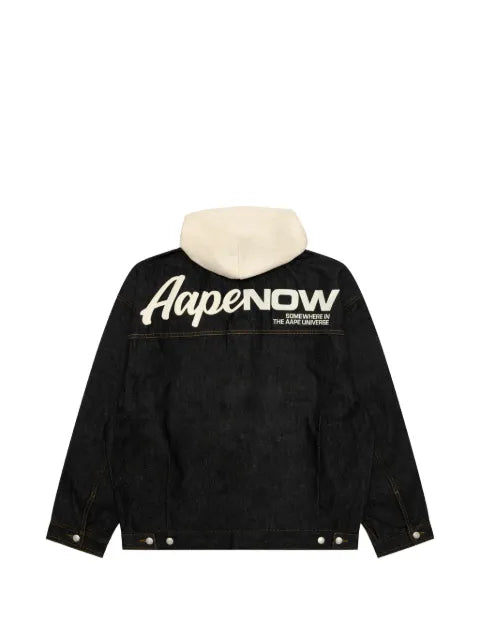 AAPE BY *A BATHING APE® hooded embroidered-logo denim jacket