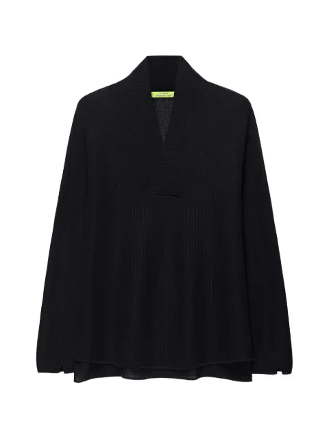 Shanghai Tang Quiet Fortune shawl-collar jacquard-logo sweater