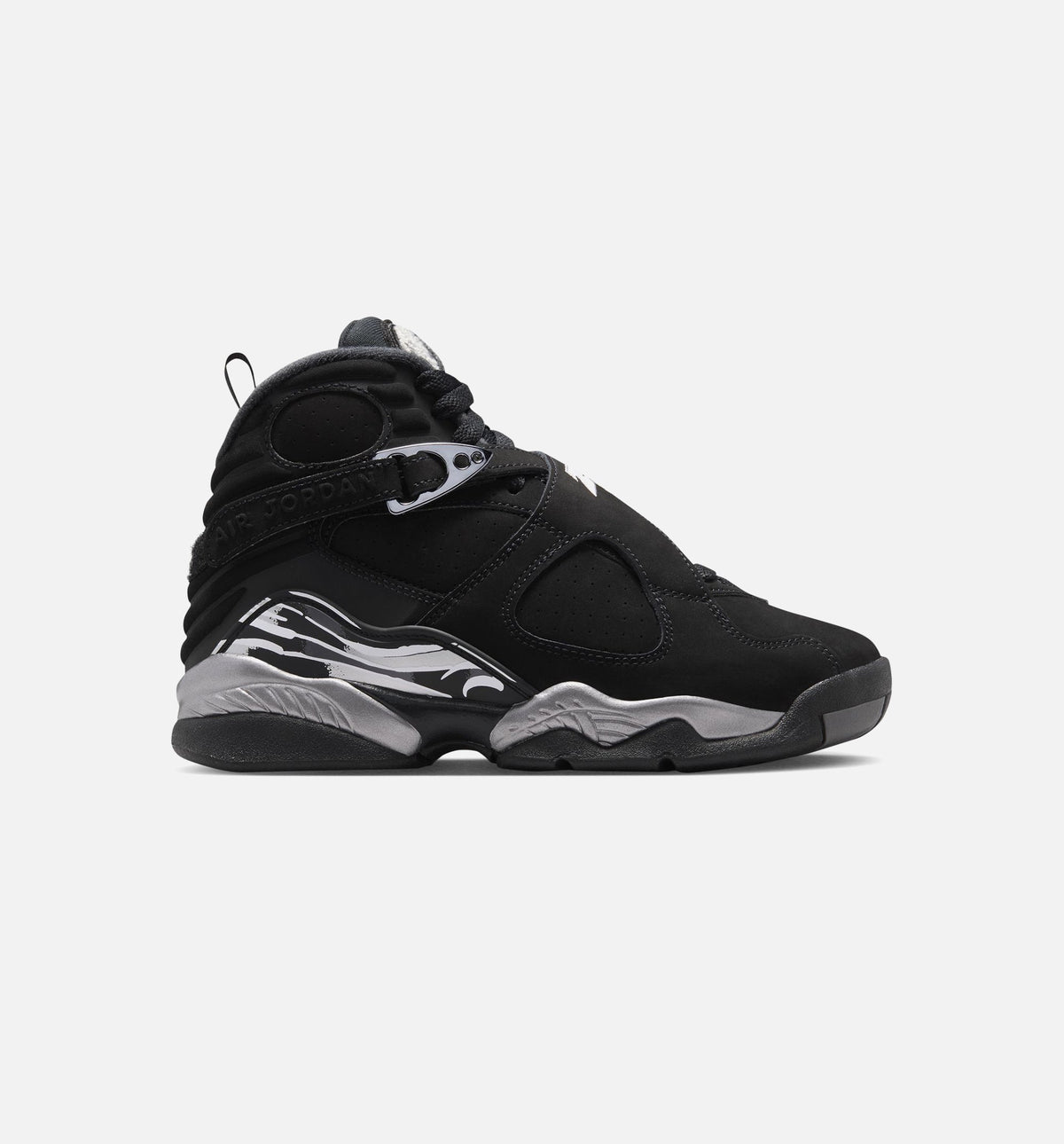 Air Jordan 8 Retro Chrome Big Kids' Sneakers - Black / White / Light Graphite