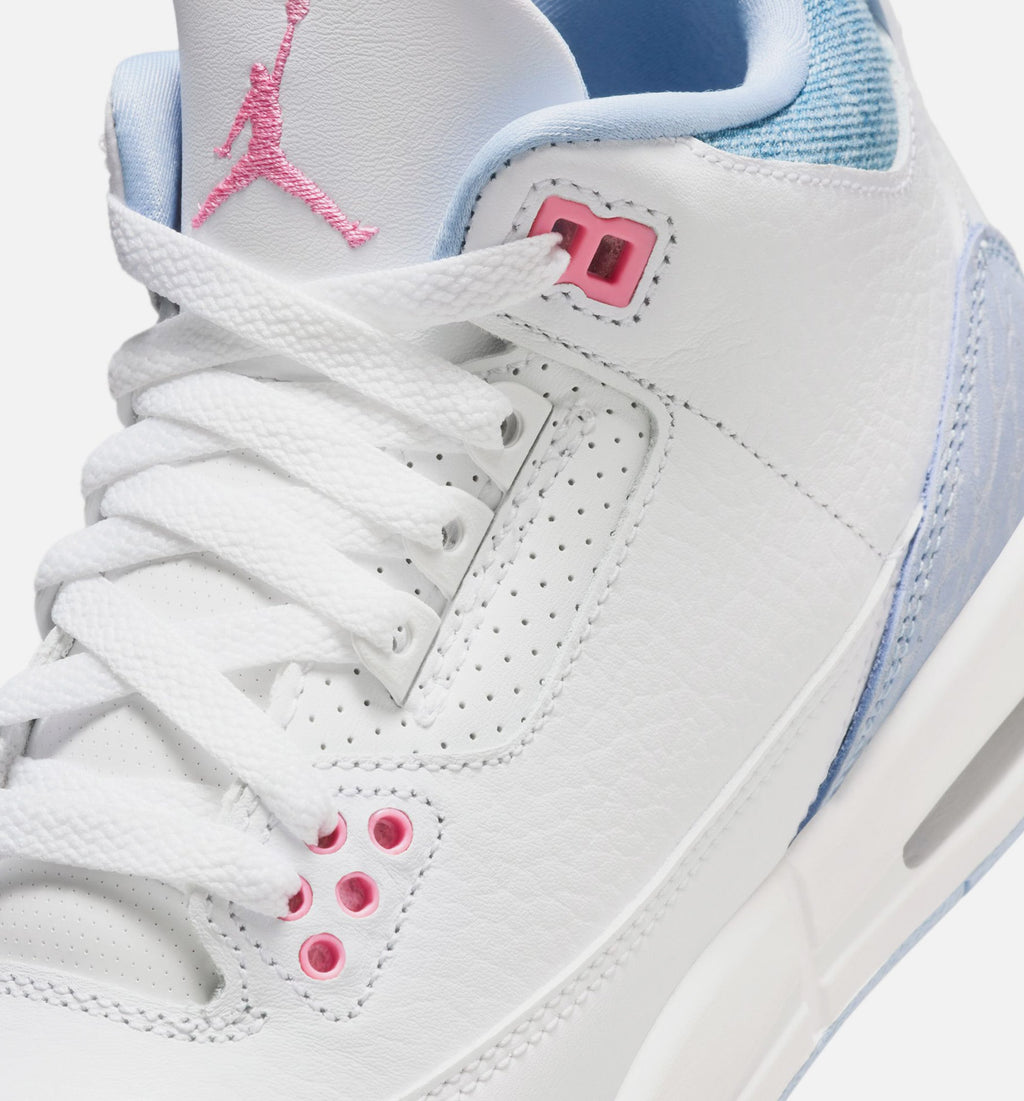 Air Jordan 3 Retro Cobalt Bliss Grade School Lifestyle Shoe – White/Cobalt Bliss/Football Grey/Pink Glow