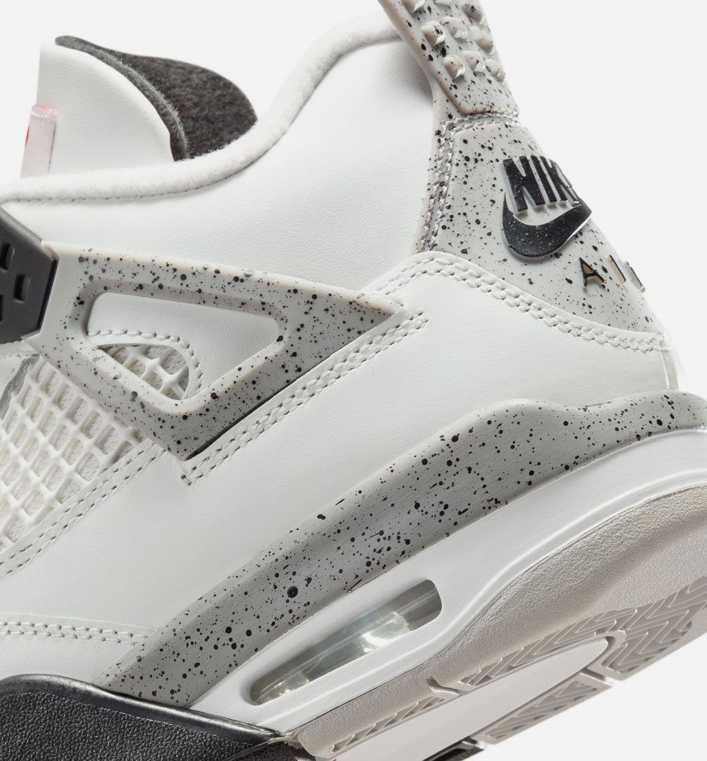 Air Jordan 4 Retro White Cement Grade School – Summit White/Fire Red/Cement Grey/Black
