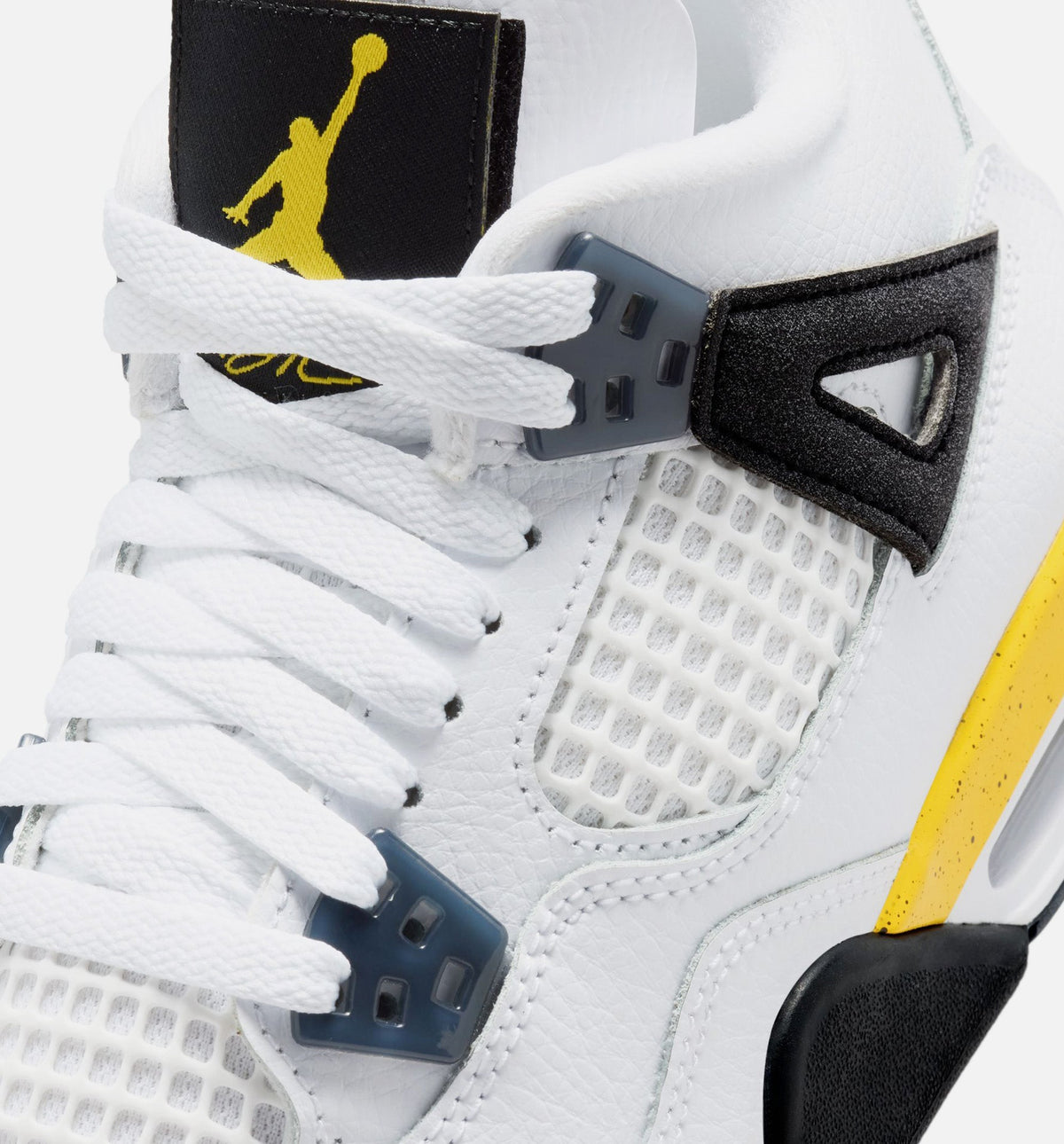 Air Jordan 4 Retro "Rare Air Tour Yellow" Big Kids' Shoe – White/Dark Blue Grey/Black/Tour Yellow