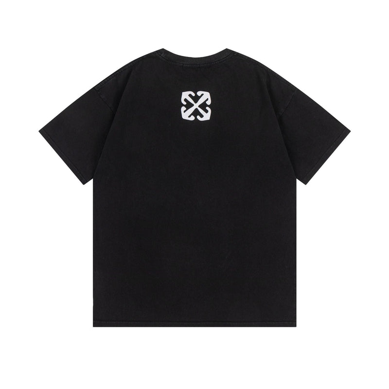 Off White T Shirts OW Madonna Oil Pattern Crew Neck Short Sleeves