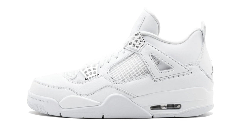 Air Jordan 4 Retro 'Pure Money' – All-White Premium Sneaker with Metallic Silver Accents
