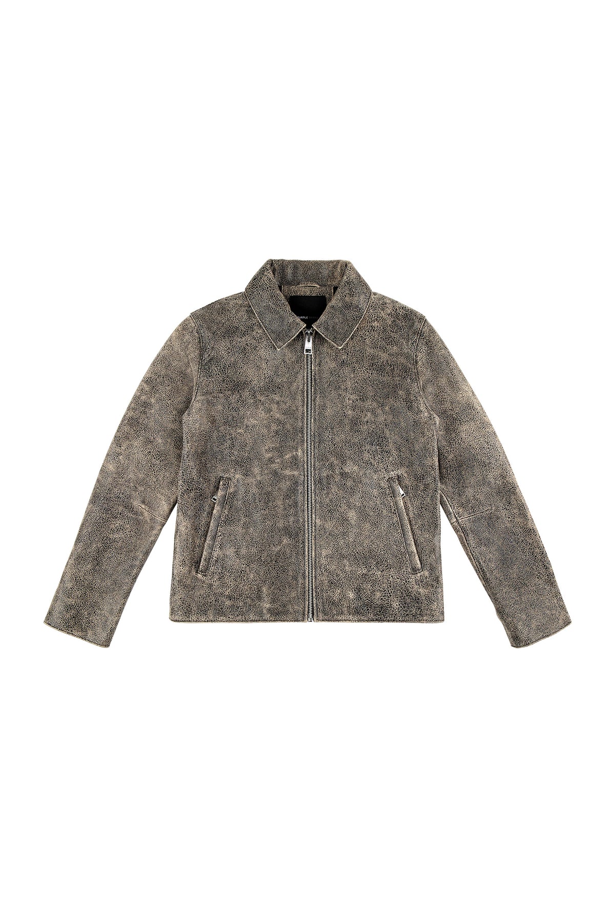 Wordmark Leather Zip Up Jacket