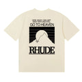 Rhude Vintage Typography Back‑Art Crew Neck Casual Short‑Sleeve Tee