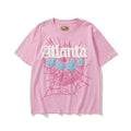 Sp5der Atlanta Web & Blue Stars Graphic Pink Short Sleeve T-Shirt