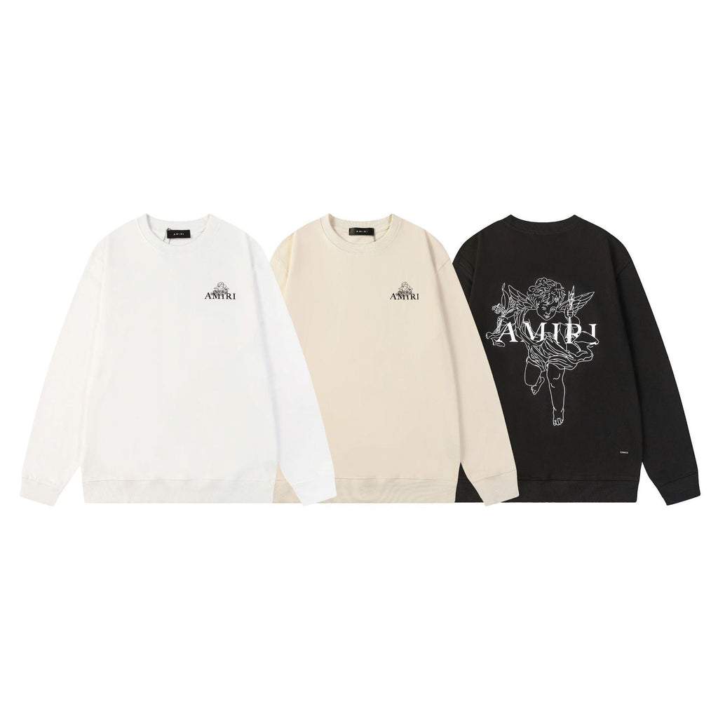 Amiri Logo Letter Dragon Angel Eagle Crewneck Sweatshirt Streetwear