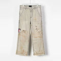 ERD Distressed Workwear Stripe Pants - Champagne