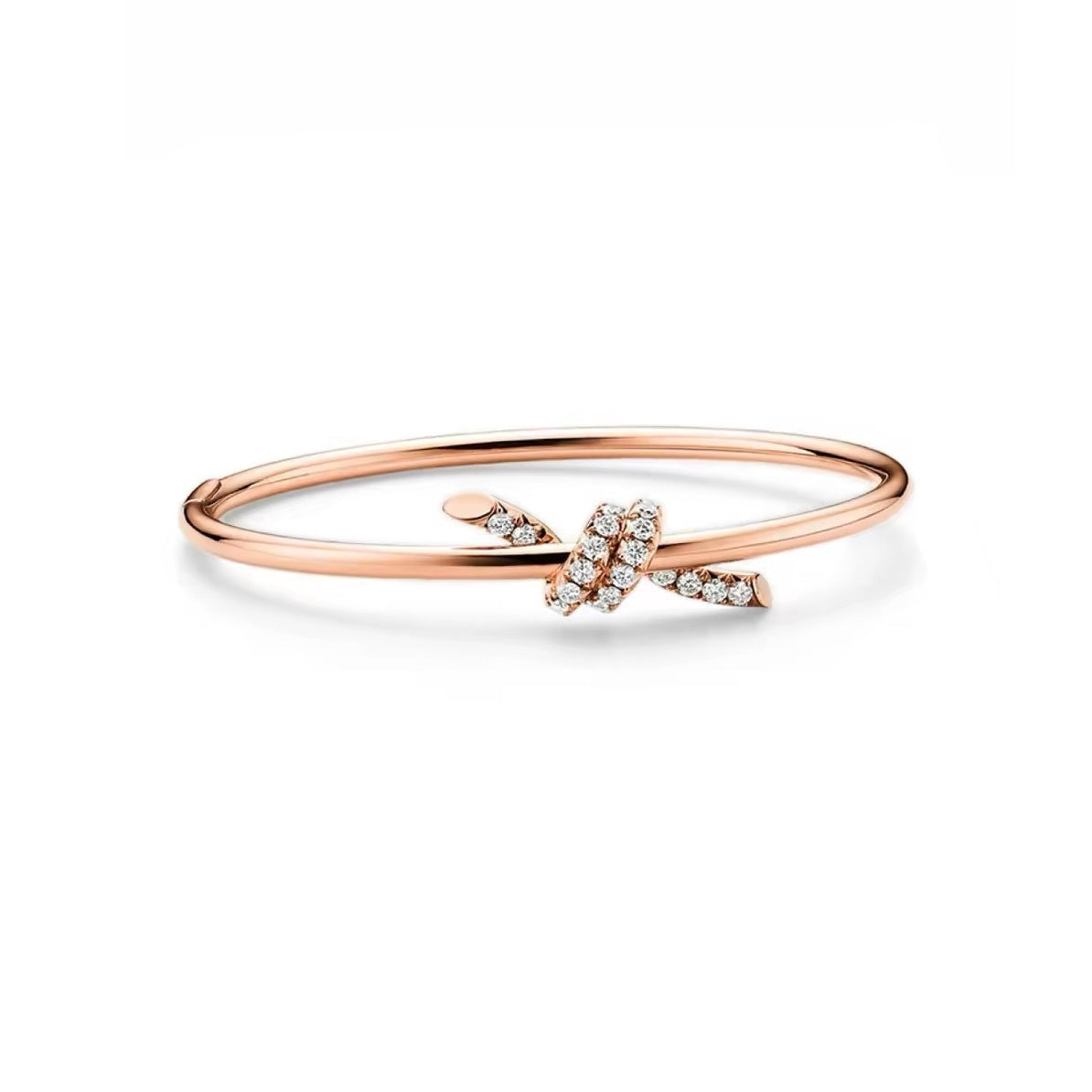 Tiffany Style Knot Cubic Zirconia 18K Gold-Plated Bangle