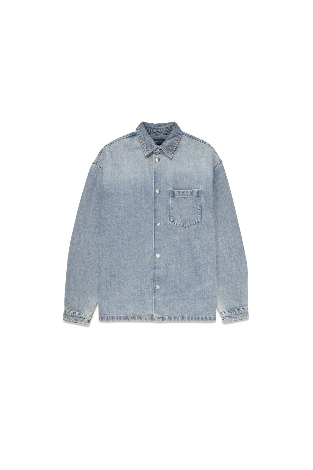 P034 LONG SLEEVE SHIRT JACKET - Indigo Snap Front