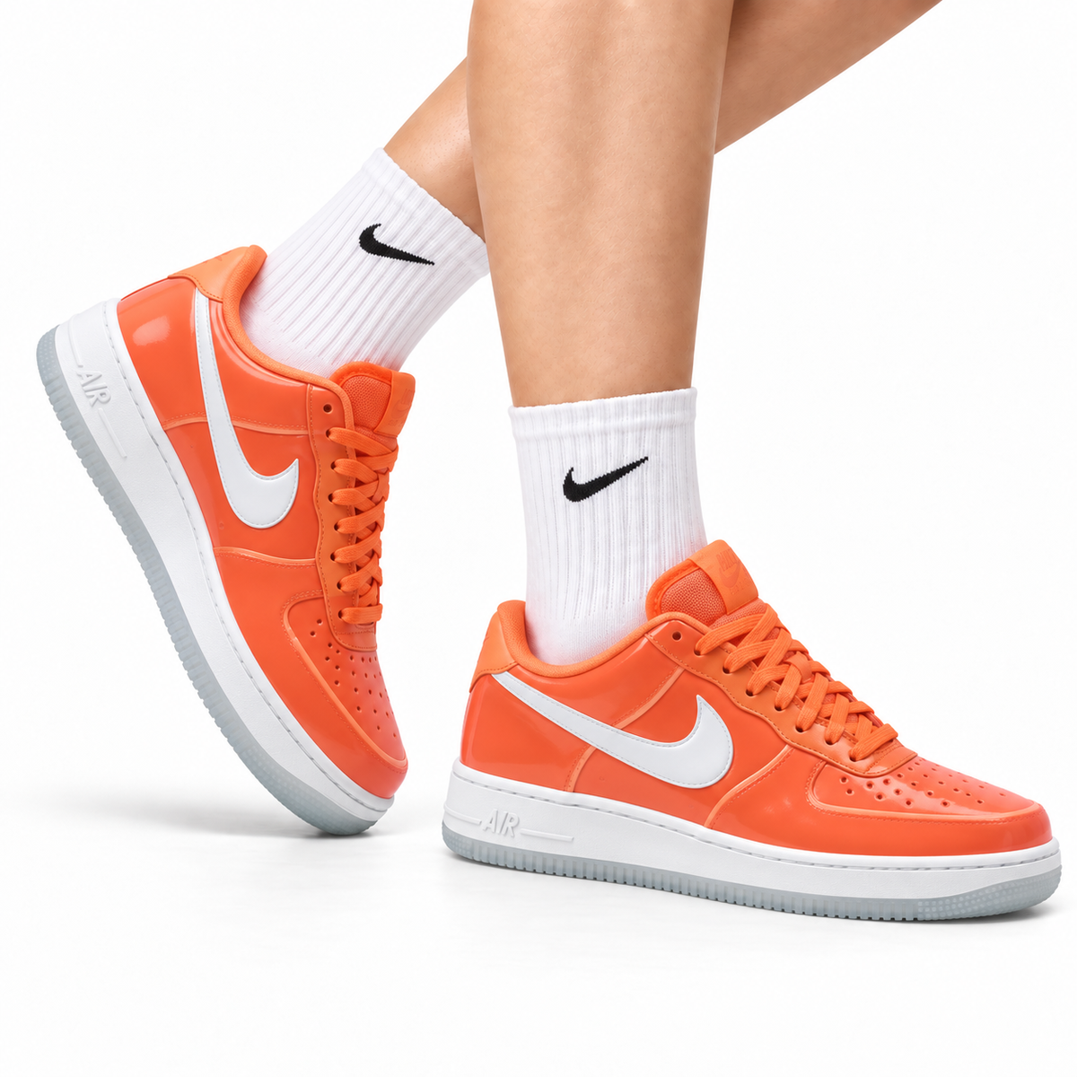 Nike Air Force 1 Low Orange White Unisex Sneakers Style 07