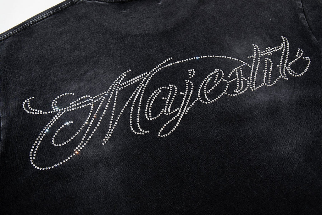MAJESTIK Washed Black Graphic T-Shirt