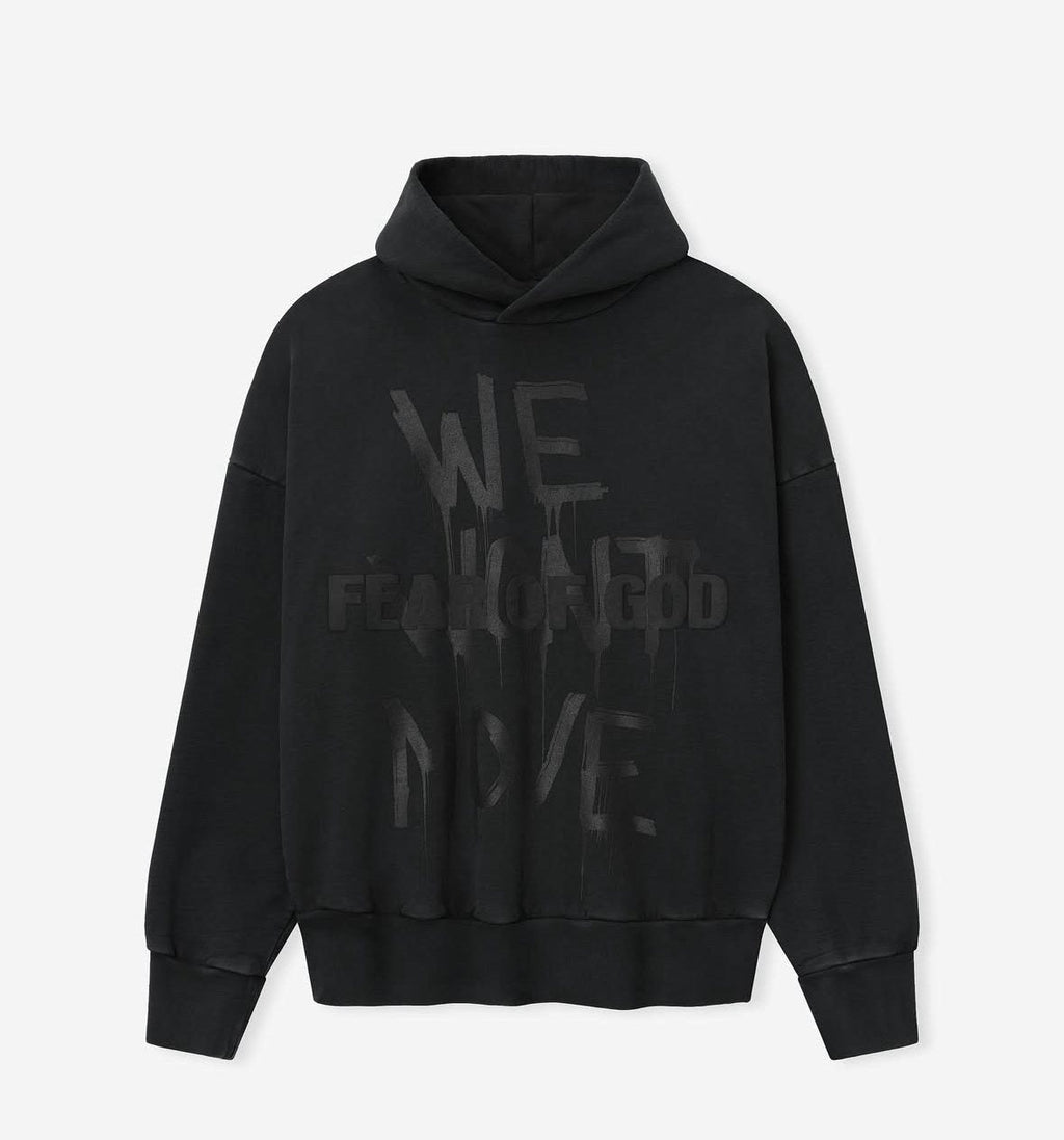 Fear of God Washed Black Side-Pocket Graphic Hoodie