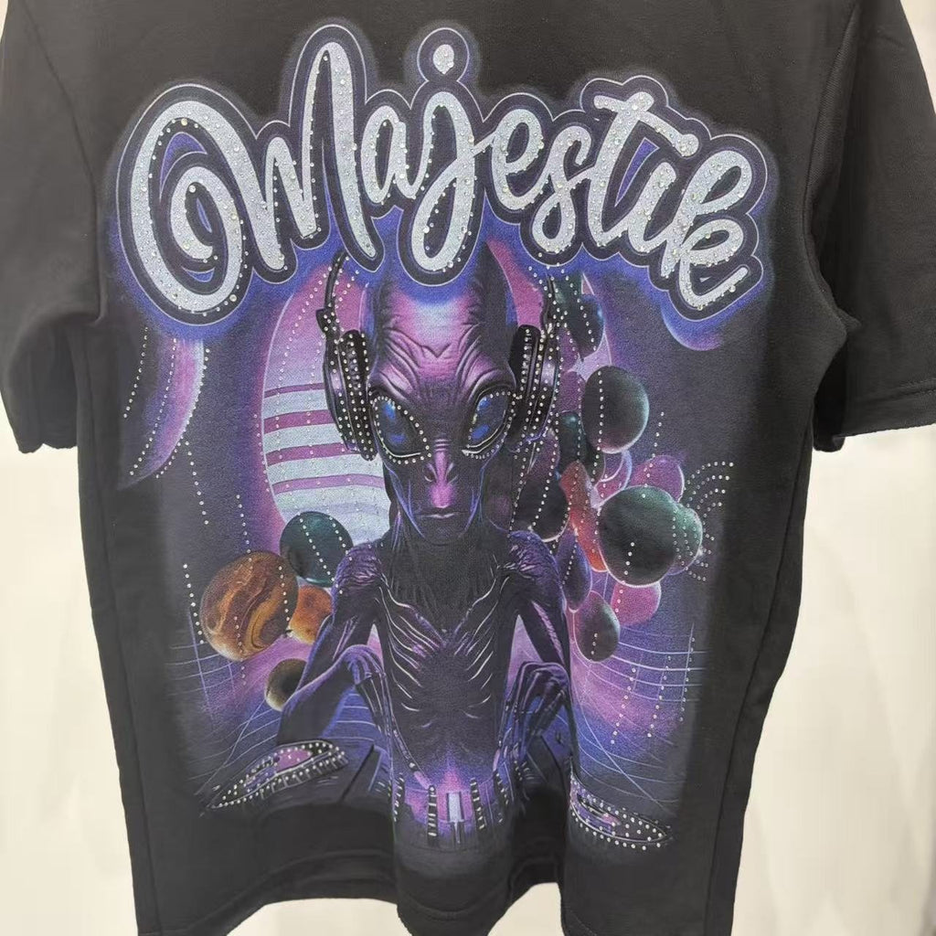 MAJESTIK Alien DJ Space Graphic T-Shirt