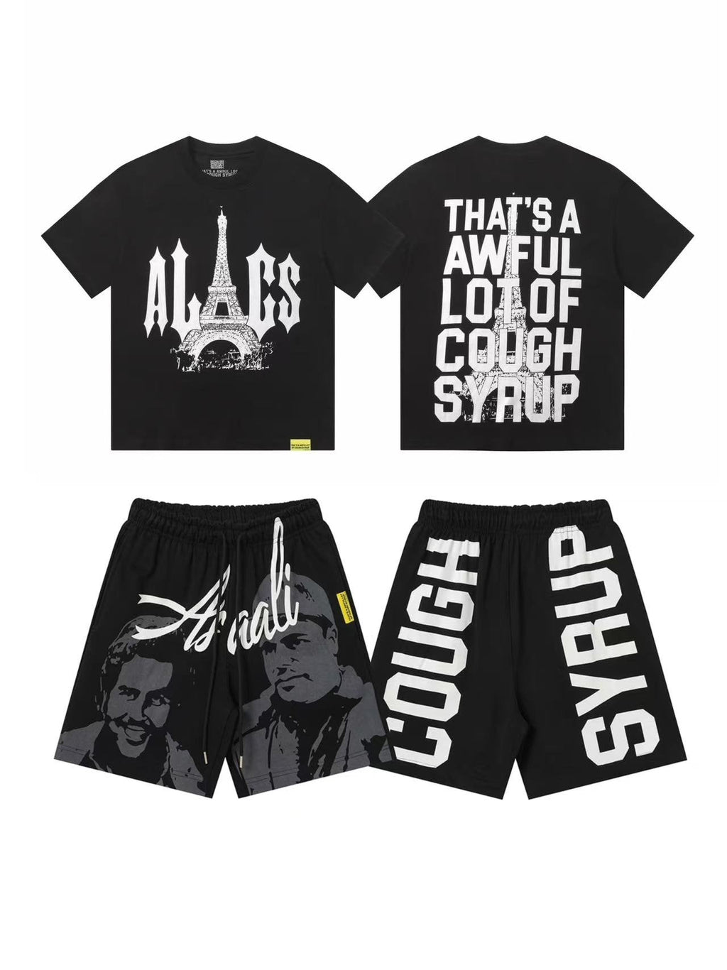 THAT'S A AWFUL LOT OF COUGH SYRUP Paris Eiffel Graphic Short-Sleeve Set