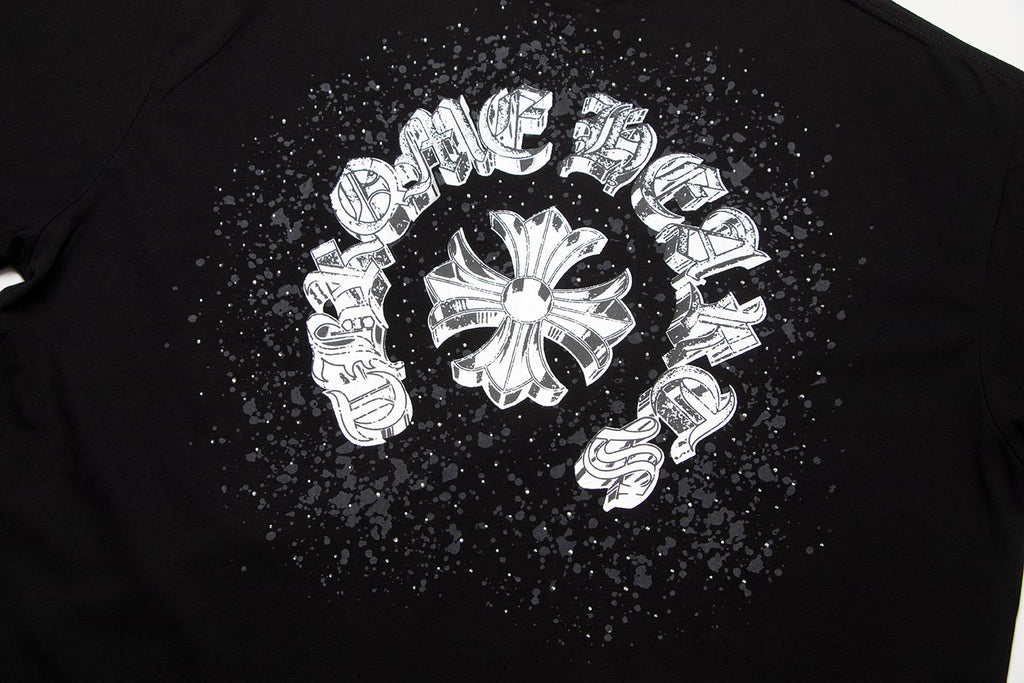 Chrome Hearts Splatter Rhinestone Graphic T-Shirt