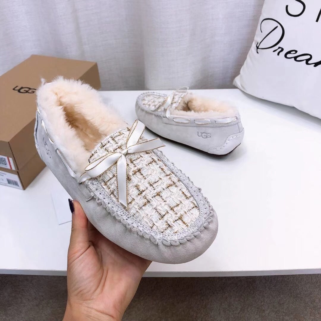 Pearl White Chanel-Style Driving Loafers — Sophisticated & Chic | New Arrival | In Stock