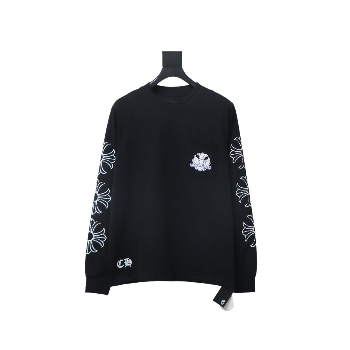 Chrome Hearts 25SS Distressed Horseshoe Round Neck Long Sleeves Black