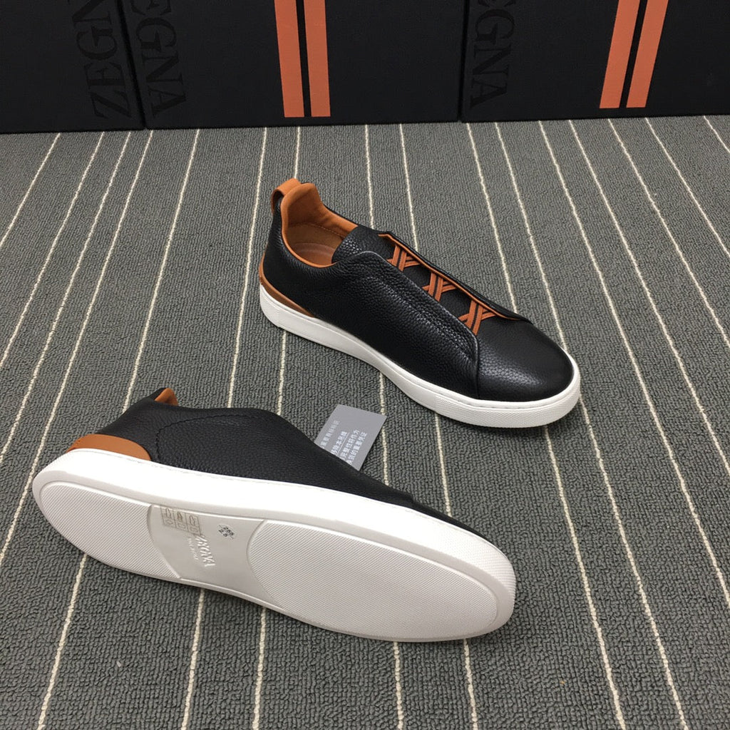 Ermenegildo Zegna Triple Stitch Low-Top Deer Leather Sneakers