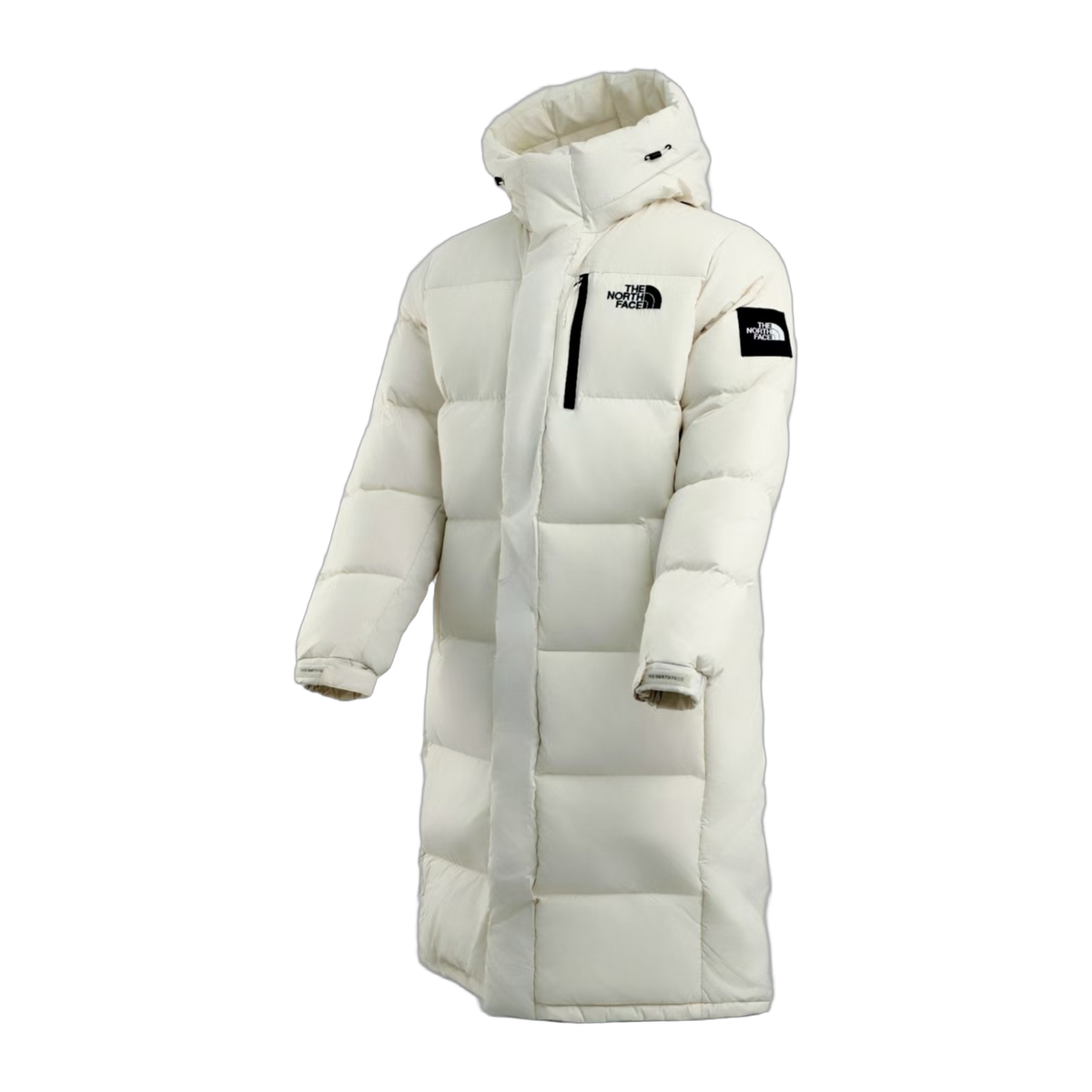 The North Face Color-Block Long Down Coat in White