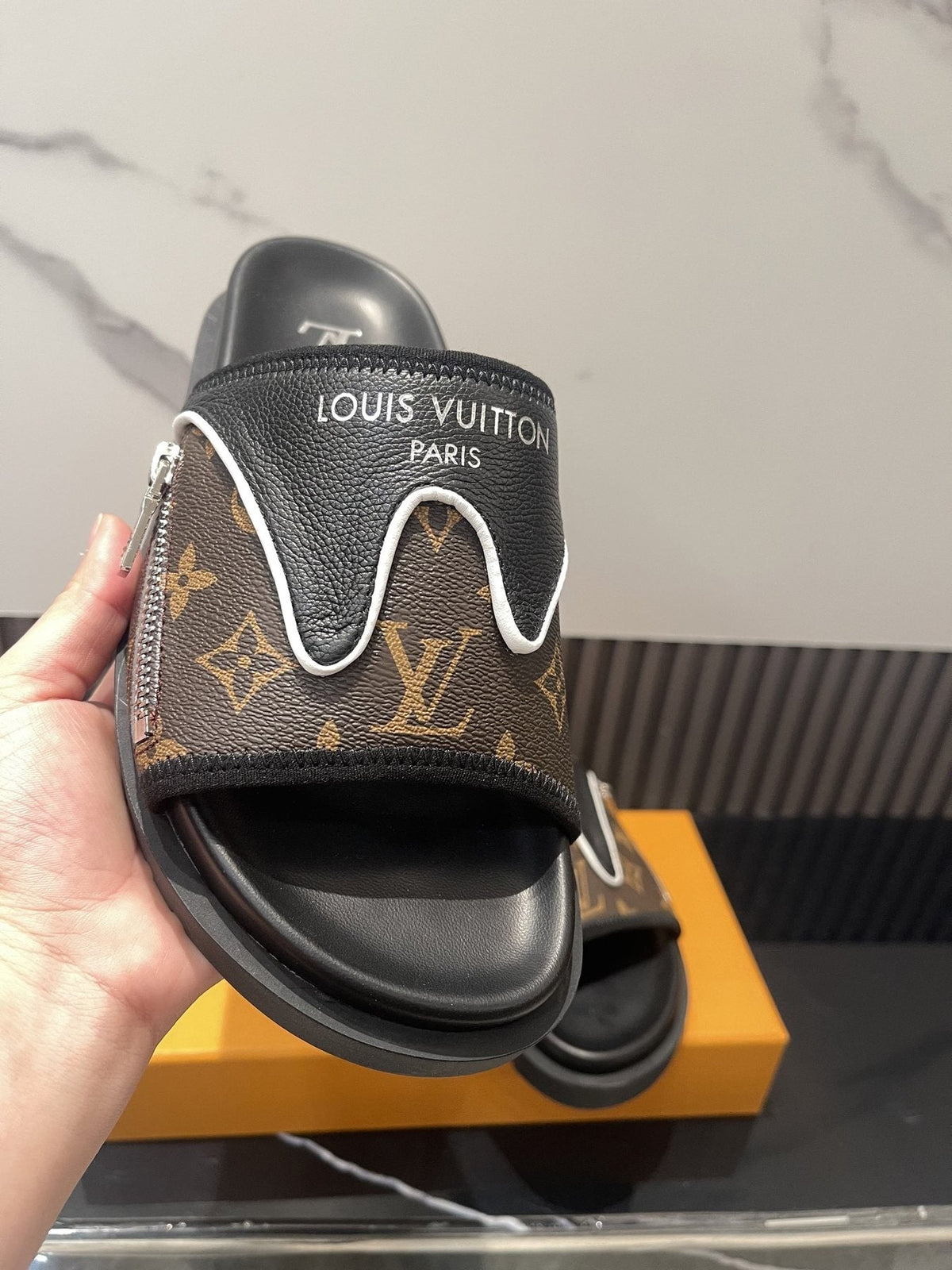 Louis Vuitton Brown Monogram Slide Sandals