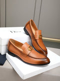 Dior Cognac Brown Gold-Hardware Loafers