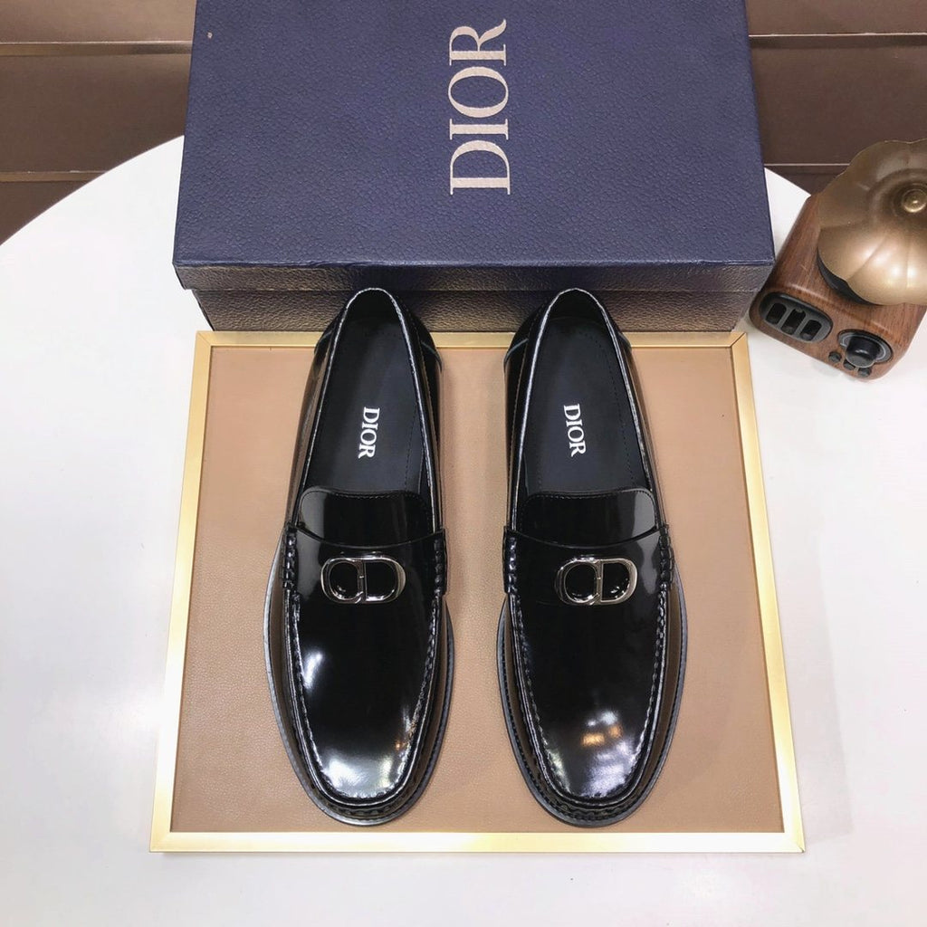 Dior Black Buckle Loafers - Black Polished Finish