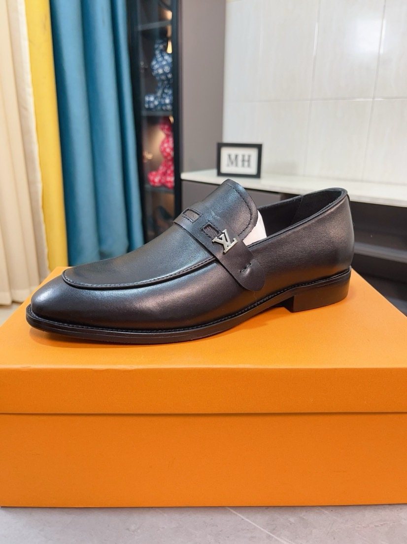 Louis Vuitton Men's Black Logo Hardware Loafers