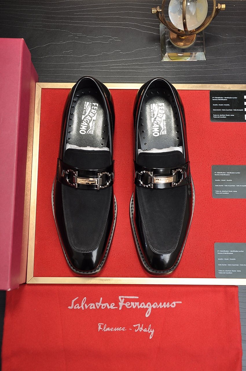 Salvatore Ferragamo Black Bit Loafers - Stacked Heel
